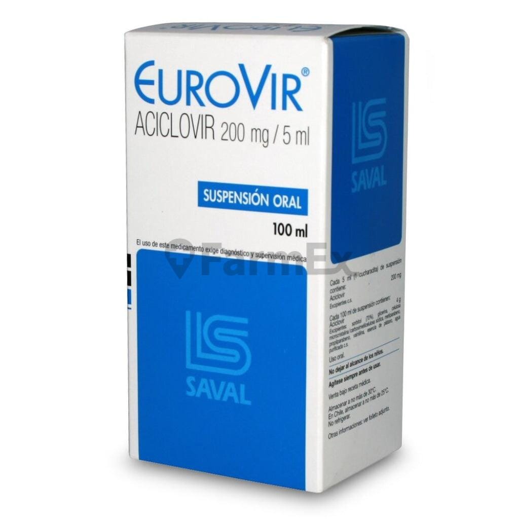 Eurovir Suspensión Oral 200 mg / 5 m x 100 mL Farmex-Pluxee-Persistente